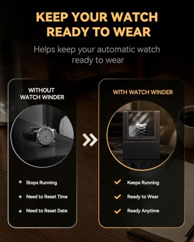 KAVYIA Automatic Watch Winder with Japanese Motor – Silent Adjustable Rotation, Premium PU Leather Exterior and Soft Flexible Watch Pillows, Gift for Him, Christmas Gift 2025