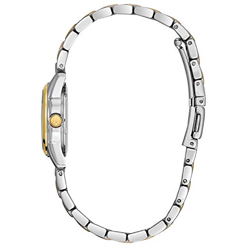 Bulova Ladies' Classic Two-Tone Stainless Steel 3-Hand Calendar Date Quartz Watch, Silver-White Dial (Style: 98M105)