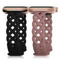 Braided Silicone Bands Compatible with Apple Watch 38mm 40mm 41mm 42mm 44mm 45mm 46mm 49mm for Women, Slim Thin Narrow Hollow-out Strap Cute for iWatch Ultra 2/3 SE 3 Series 11/10/9/8/7/6/5/4/3/2/1
