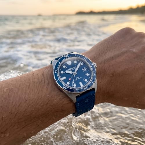 TOPHILL Mens Watches GMT Automatic Dive Watch|39.5mm 316L Steel Dive Watch|NH34 Movement|Sapphire Crystal|Ceramic Bezel|10ATM Water Resistant|BGW9 Luminous Rubber Strap Watch for Men (TD011G.G1358-02)