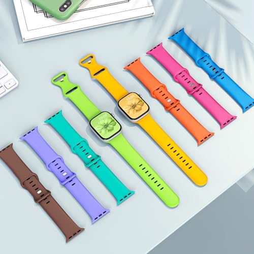 6 Pack Sport Band Compatible with Apple Watch Bands for Women Men, 38mm 40mm 41mm 42mm 44mm 45mm 46mm 49mm, Silicone Strap iWatch Band for Series 11 10 9 Ultra 8 7 6 5 4 SE 3 2 1