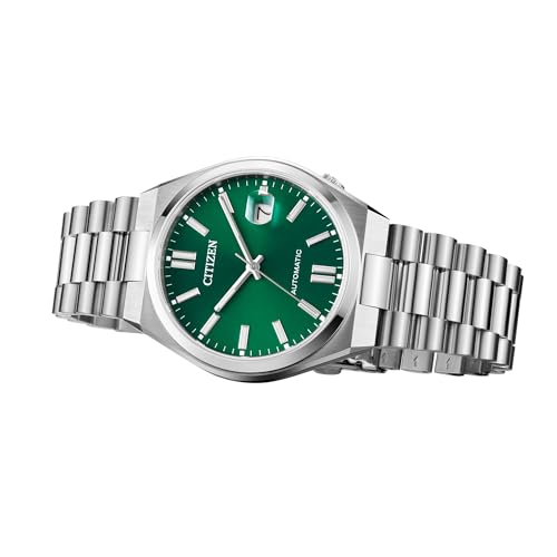 Citizen Men's Automatic Tsuyosa Sport Luxury Watch, Silver-Tone Stainless Steel, Green Dial, 3 Hand with Date, 42 Hour Power Reserve (Model: NJ0150-56X)