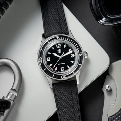 watchdives WD50Q Dive Watch for Men, 38mm, Enamel Black