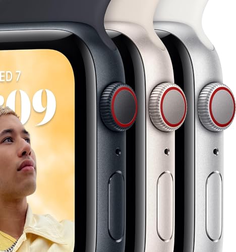 Apple Watch SE (2nd Gen) (GPS, 40mm) - Starlight Aluminum Case with Starlight Sport Band, S/M (Renewed Premium)