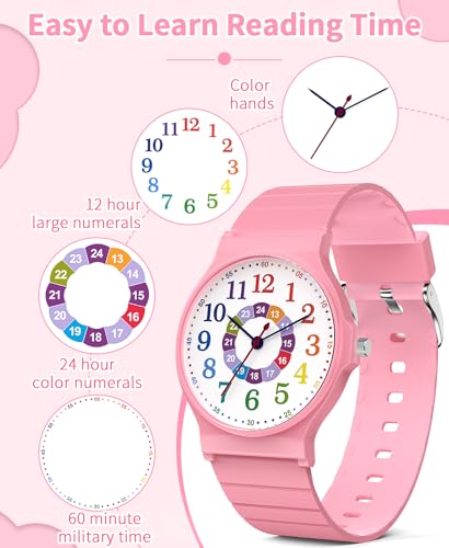 TENOCK Kids Analog Watch Boys Girls, 30M Waterproof, Sports Watch for Boys, Easy to Read Children's Thin Dial Wrist Watches with Soft Band, for Ages 5-15 Kids Great Birthday Gifts
