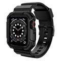 OROBAY Rugged Band Compatible with Apple Watch Band 45mm/44mm/42mm with Case, Shockproof Strap for iWatch SE3 SE2 SE Series 9/8/7/6/5/4/3/2/1 with Bumper Case Cover Men Women, Matte Black