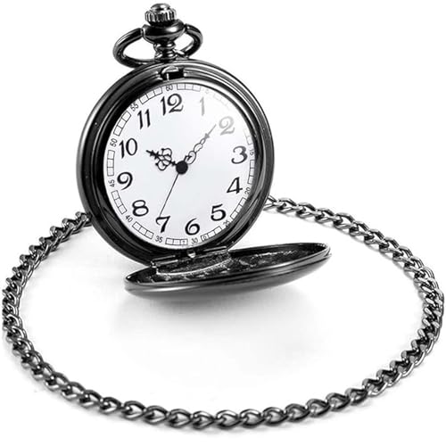 alladaga Set of 2 Classic Pocket Watch with Chain for Men and Women (Black Black)