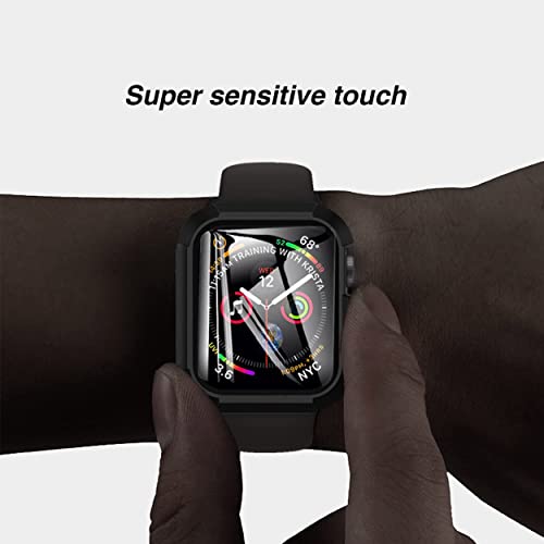 Ailun for Apple Watch Series 9 & 8 & 7 Screen Protector Case [45mm], Ultra-Thin Hard PC Case Built in Tempered Glass for iWatch, Shockproof Cover with Button [2 Pack][Black]