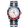 ADDIESDIVE GMT Quartz Watch for Men Nylon Band 200M Waterproof Dual Time Zone Calendar GMT Mens Wristwatch
