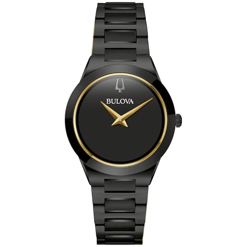Bulova Ladies' Modern Millenia Black Stainless Steel 2-Hand Quartz Watch, Black Dial Style: 98L314