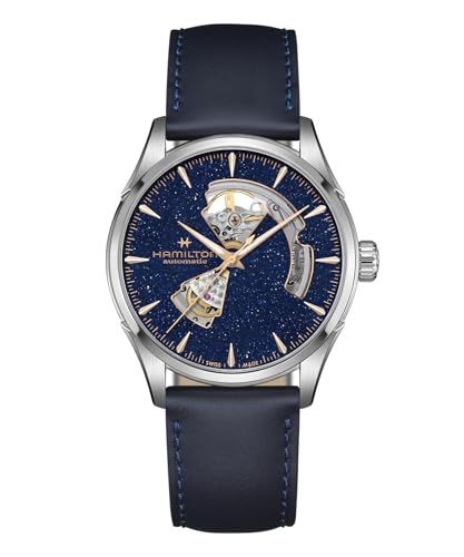 Hamilton Jazzmaster Automatic Mens Watch, 42 Stainless Steel Case, Swiss Made, Blue Dial Analog Wrist Watch for Mens, 50 Meters Water resitance, Sapphire Crystal, 3-Hand Movement, Leather Strap