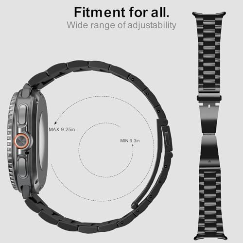 Metal Band Compatible with Samsung Galaxy Watch 8 40mm/44mm/Classic 46mm 2025,No Gap Business Stainless Steel Strap for Galaxy Watch8 Men Women,NOT for Other Models(Black)