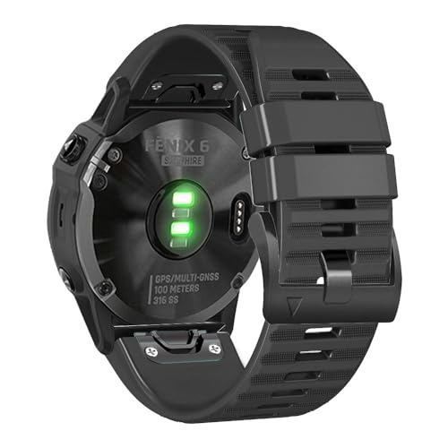 Watch Band for Garmin Fenix 6/Fenix 7/Fenix 8 (47mm)/Fenix 5/Fenix E (47MM), 22mm Silicone Watch Bands Quick Fit Strap for Garmin Smartwatch (Black)