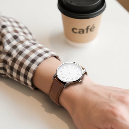 SEURE Quick Release Watch Band,Top Genuine Leather Watch Straps 19mm 20mm 21mm 22mm 24mm for Men and Women (20mm, Dark brown-Silver)