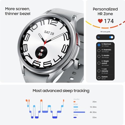 Samsung Galaxy Watch 6 Classic 43mm LTE Smartwatch, Rotating Bezel, Fitness Tracker, Personalized HR Zones, Advanced Sleep Coaching, Heart Monitor, US Version, Silver (Renewed)
