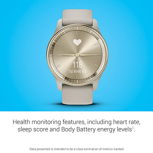 Garmin Vivomove Trend - Cream Gold Stainless Steel Bezel with French Gray Case & Silicone Band (Renewed), Adjustable