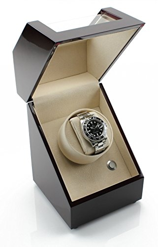 Heiden Single Watch Winder - Japanese Motor - AC Adapter Included - Can Run on Batteries - 12 Multiple Settings - Zero Magnetization Single Watch Winder (Cherry Wood)