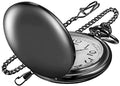 Realpoo SwitchMe Smooth Black Pocket Watch for Men Quartz Arabic Digital Dial with Chain,Smooth Quartz Men's Pocket Watch for Father's Day Christmas Gift - Black