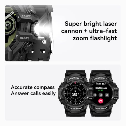 MIDDOW Military Smart Watch for Men (Answer/Make Call), iOS & Android