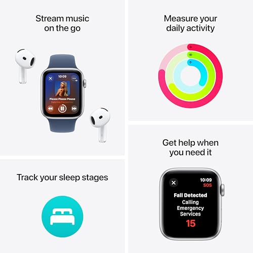Apple Watch SE (2nd Gen) [GPS 44mm] Smartwatch with Midnight Aluminum Case with Midnight Sport Band M/L. Fitness and Sleep Trackers, Crash Detection, Heart Rate Monitor, Retina Display