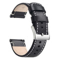 Artthurse Top Grain Leather Watch Band, Quick Release Genuine Leather, 18mm 20mm 22mm Watch Strap for Men and Women (Black White/Silver, 20mm)