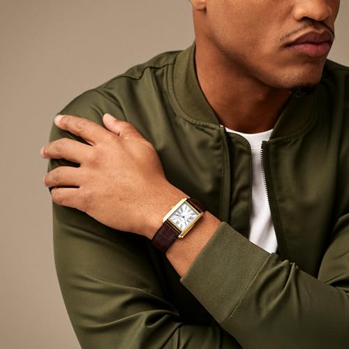 Fossil Men's Watch, Carraway Quartz Stainless Steel Three-Hand Leather Watch for Men, Gold/Brown