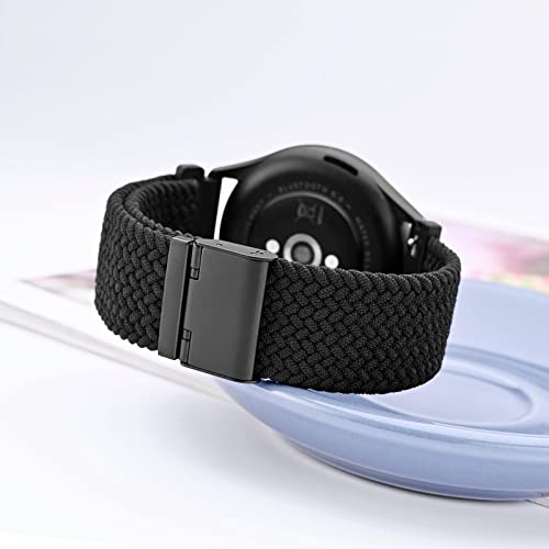 WOCCI 20mm Braided Nylon Watch Band for Men and Women, Quick Release, Black Stainless Steel Buckle (Black)