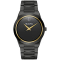 Bulova Mens Modern Millenia Black Ion Plated Stainless Steel 2-Hand Quartz Watch, Black Dial Style: 98a313