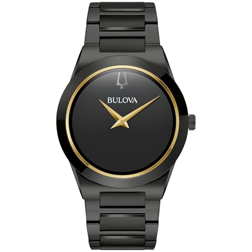 Bulova Mens Modern Millenia Black Ion Plated Stainless Steel 2-Hand Quartz Watch, Black Dial Style: 98a313