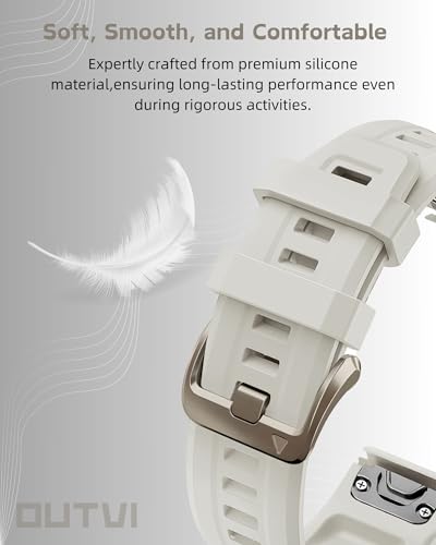OUTVI Watch Band for Garmin Fenix 5S 6S 7S Pro Solar Silicone Light Gold Buckle Quick Fit 20mm Bands Replacement for Garmin Epix Pro Gen 2 42mm Descent Mk2S/3/3i for Women Fog Gray