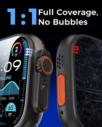 Smiling 3 Pack Screen Protector Compatible with Apple Watch Ultra 3/Ultra 2/Ultra 49mm and Auto-alignment Installation Frame, Anti-Scratch Tempered Glass Screen Protector, Bubble Free, Touch Sensitive
