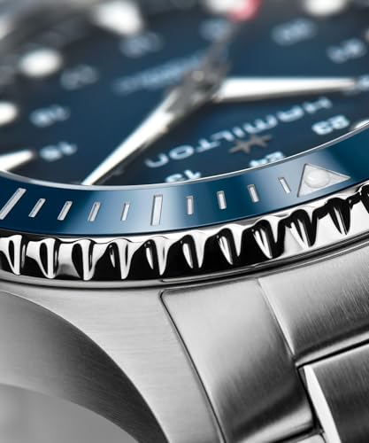Hamilton Khaki Navy Automatic Men's Watch, 43mm Stainless Steel Case, Swiss Made, Blue Dial Analog Wrist Watch for Men, 300m Waterproof, Sapphire Crystal, Stainless Steel Strap