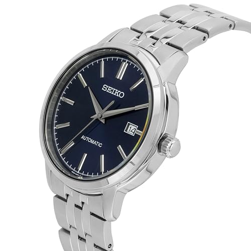 Seiko SRPH92K1 Men's Analogue Automatic Watch with Stainless Steel Strap, Silber & Blau, Bracelet