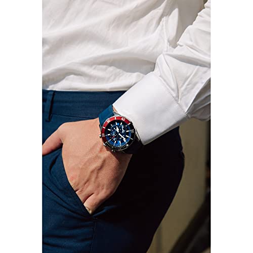 Bulova Men's Sport 6-Hand Chronograph Quartz Watch with Silicone Strap, 24 Hour Time, Calendar Date, Luminous Hands and Markers, 100M Water Resistant, 44mm Style: 98A288