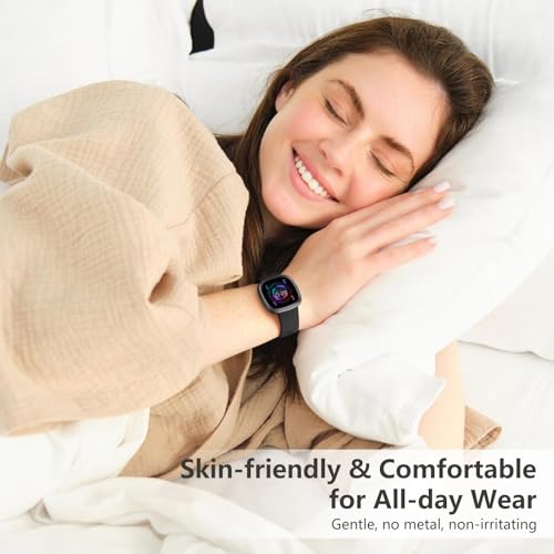 Getino Compatible Fitbit Bands - Soft Sport Strap Accessories for Fitbit Sense/Sense 2/Versa 4/Versa 3 SmartWatch, Large Black