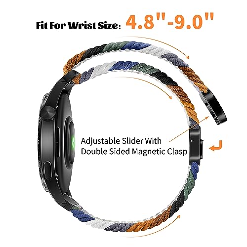 20mm Magnetic Bands Compatible with Samsung Galaxy Watch 4 5 6 7 Band 40mm 44mm/Galaxy Watch 4 6 Classic Band 42mm 46mm 43mm 47mm/Watch 5 Pro 45mm/Active 2 Stretchy Braided Strap Wristband Women Men