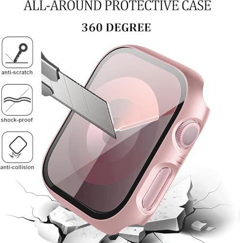 6-Pack Case Compatible with Apple Watch 40mm Series SE 3(2025)/SE 2/SE/6/5/4 with Tempered Glass Screen Protector, QCKANLJ Ultra-Thin Hard PC Full Protective Face Cover Bumper for iWatch 40 mm