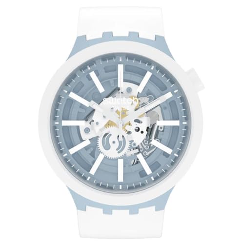 Swatch Big Bold Bioceramic Lacquered Unisex Watch Casual Plastic White Automatic Waterproof Whice