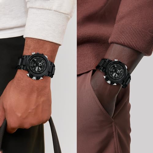 LN LENQIN Mens Watches Digital Military Watch for Men Stopwatch Army Survival Tactical Sports Outdoor Big Face Waterproof Men's Wrist Watches with LED Backlight/Timer/Alarm/Date (Black)