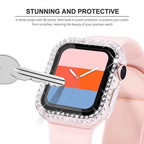 KADES Bling Case for Apple Watch 41mm with Built-in Screen Protector, Sparkling Rhinestone Protective Cover Compatible with Apple Watch Series 9 8 7 (41mm, Clear)