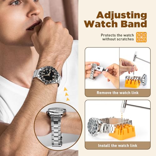 【Combination Version】Eventronic Watch Repair Tool Kit + Watch Press Tool 154PCS, Professional Watch Link Removal Kit, Watch Battery Replacement Tool Kit, Watch Band Tool, Spring Bar Tool Set,Watch Kit