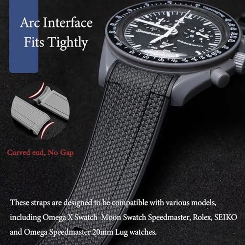 Nizonlaie Watch Bands for Moonswatch Watch, 20mm Watch Strap Curved End Weave Style Premium Silicone Rubber Replacement Strap Women Men,for Omega Swatch Moonswatch Speedmaster