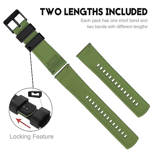 Ritche Silicone Watch Bands 18mm 20mm 22mm 24mm Quick Release Rubber Watch Bands for Men, Black / Army Green / Black, 20mm, Classic,Sport