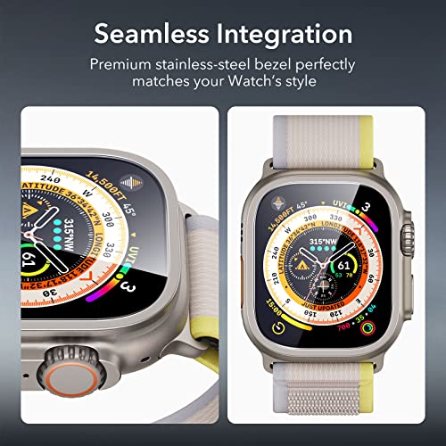 ESR 2 Pack Armorite Screen Protector for Apple Watch Ultra 3 /Ultra 2 /Ultra (49 mm), Military Grade Protection, Tempered Glass Film with Aluminum Alloy Frame, Keep Original, Titanium