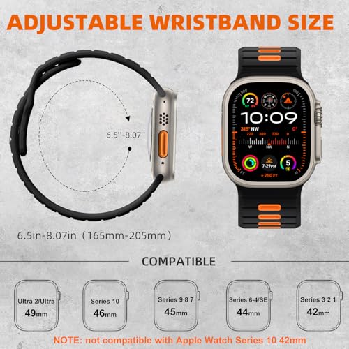 Odbeai Sport Band Compatible with Apple Watch Ultra 2 3/Ultra Band,Compatible with Apple Watch Bands for Men 49mm 46mm 45mm 44mm 42mm,Waterproof Silicone Strap for iWatch Bands All Series SE 11 10 9-1