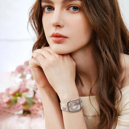 Witzon Floral Band Compatible with Apple Watch Bands For Women 41mm 40mm 38mm 42mm 44mm 45mm 46mm 49mm, Engraved Cute Flower Soft Silicone Strap for iWatch Series 11 10 9 8 7 6 5 4 3 2 1 SE Ultra