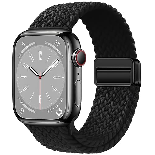 Qimela Sport Loop Compatible with Apple Watch Band 38mm 40mm 41mm 42mm 44mm 45mm 46mm 49mm for Women Men,Magnetic Strap Stretchy Braided Wristband for iWatch Series 11 10 9 8 7 6 5 4 SE Ultra 3 2 1