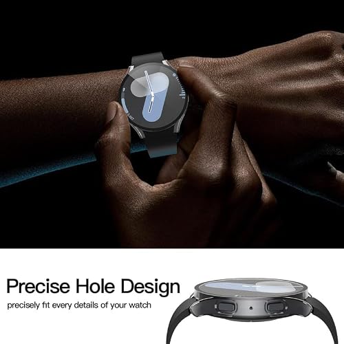 Misxi 2-Pack Hard PC Screen Protector Case for Samsung Galaxy Watch 7 44mm, Anti-Slip Ultra-Thin Scratch Resistant Cover with Tempered Glass for Galaxy Watch7, Transparent
