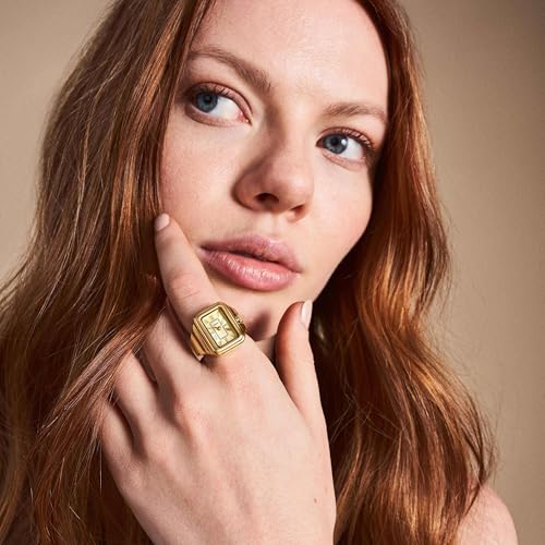 Fossil Women's Watch Ring, Quartz Stainless Steel Two-Hand Ring Watch for Women, Color: Gold Raquel