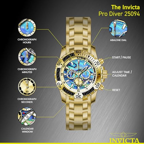 Invicta Men's Pro Diver Scuba Quartz Watch, Gold, 25094